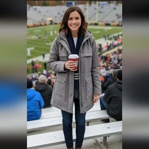 Nine West Small Gray Stadium Jacket NWT Gameday Sports Soft College Crunchy